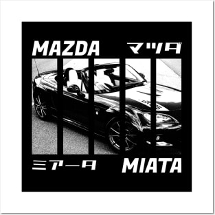 Mazda Miata MX-5 NC Black 'N White 3 (Black Version) Posters and Art